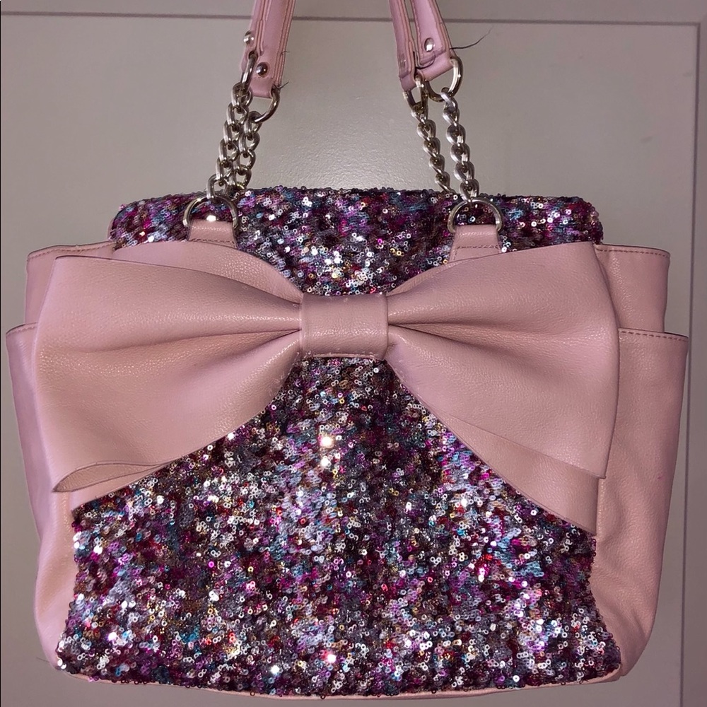 Super cute pink and sparkly Betsey Johnson purse